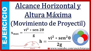 Ejercicio de Alcance Horizontal y Altura Máxima Movimiento Parabólico o de Proyectil [upl. by Ahsilek]