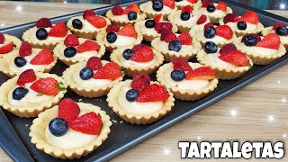 ¿Como hacer Mini TARTALETAS 🍓 Crema Pastelera 🫐 [upl. by Aihcropal]