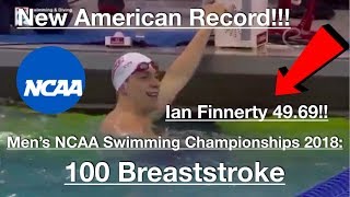 Mens NCAA Swimming Championships 100 Breaststroke Ian Finnerty 4969 [upl. by Hamlet]