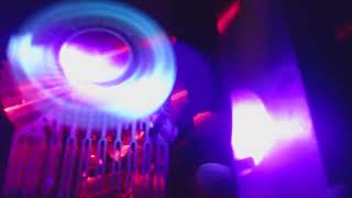 Spining fluorescent fan with lasers [upl. by Spear]