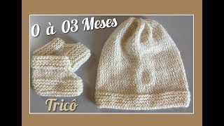 Conjunto para Bebês de 0 à 03 Meses em Tricô [upl. by Ornstead]