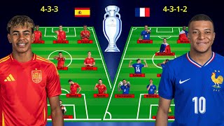 SPAIN VS FRANCE PREDICTED LINEUPS UEFA EURO 2024 SEMIFINALS [upl. by Aubyn]