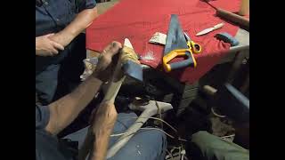 Samoan method of lashing a stone adze to a handle [upl. by Retsim]