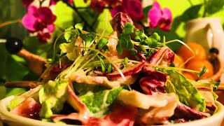 Microgreens Radish Tomato Radicchio Romaine Salad with Garlic Cashew Dressing  Take 3 [upl. by Aikit]