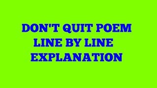 DONT QUIT POEM  TNPSC general english [upl. by Serafina]