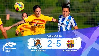 RESUMEN Y GOLES REAL SOCIEDAD vs FC BARCELONA JORNADA 28 FINETWORK LIGA F [upl. by Tris]