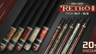 RHINO RETRÔ POOL CUE  BOCOTE  LIZARD EMBOSSED MICROFIBER LEATHER WRAP amp POINT RhinoBilliards [upl. by Klehm688]