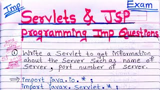 tybsc Servlets amp JSP imp programming questions amp their solutions for university exam 2023 sppu 2023 [upl. by Fortier874]