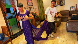 Om Living Like A Girl Challenge 🤣 Saree Khol Di Puri [upl. by Neelyhtak951]