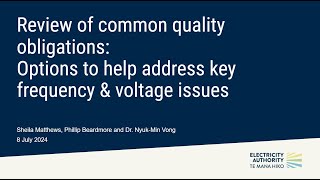 Webinar Addressing frequency and voltage issues  as part of the Part  Common Quality consultation [upl. by Aelc906]