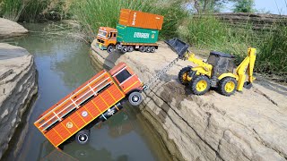 Swaraj Tipper Accident Biggest River Pulling Out JCB 3DX  Tata Dumper Accident  Jcb Cartoon CS Toy [upl. by Barr]