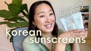 Best Korean Sunscreens For Dry Sensitive Skin  Cozy Skincare Chat  Testing a UV Camera [upl. by Ueihttam653]