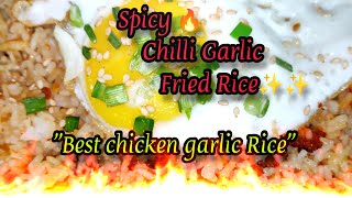 spicy chilli garlic chicken fried rice  easy quick  stir fry  friedrice new asmr how easy [upl. by Silsby237]