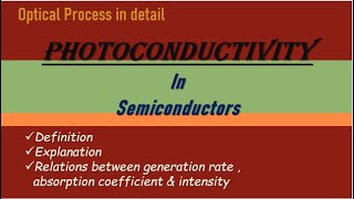 F Photoconductivity in Semiconductors in detail using relations [upl. by Glaudia]