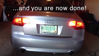 Audi B7 A4  DIY Inner trunk lid Tail Light Bulb Replacement [upl. by Putnem]