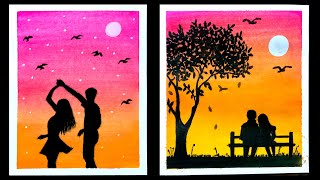 4 Easy Couple Painting Ideas for Beginners  Painting Ideas  poster Colour Painting Ideas [upl. by Enilrad439]