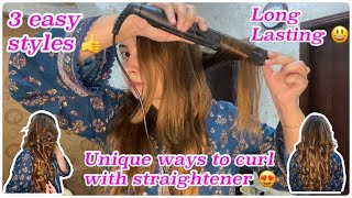 3 Easy Ways to Curl your Hair with Straightener 😍Long Lasting curls for summers 😃Best Straightener 😍 [upl. by Jeggar]