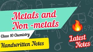 Metals and Non metals Class 10 Chemistry Chapter 3 Handwritten Notes  Class 10 Chemistry [upl. by Eldora165]