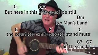 The Green Fields of France Willie McBride GUITAR LESSON playalong chords amp lyrics No Mans Land [upl. by Christen]