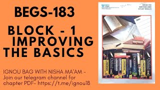 BEGS183  Block 1 Improving the basics  ignoubagwithnisha [upl. by Yecats232]