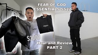 Fear of God Essentials SS22 HAUL  SIZING  TRY ON PART 2 [upl. by Nagoh809]