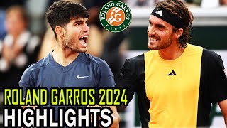 Stefanos Tsitsipas vs Carlos Alcaraz QF Highlights  Roland Garros 2024 [upl. by Esialb]