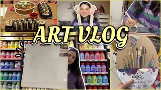 ART VLOG  KIRTASİYE ALIŞVERİŞİ  2 farklı kırtasiye turu  yeni tuval aldım ✨ dijital çizim [upl. by Hartfield154]