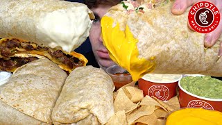 ASMR MUKBANG CHIPOTLE GIANT BURRITOS CHIPS CHEESE STEAK QUESADILLA  WITH CHEESE [upl. by Wynnie934]