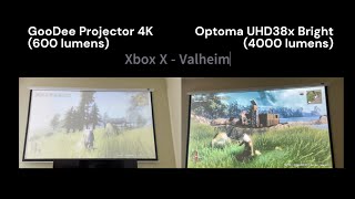 GooDee 4K 600 Lumens Projector vs Optoma UHD38x Bright 4000 Lumens Projector in Daylight [upl. by Ecnesse]