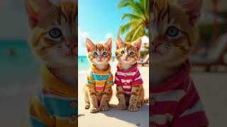 Part 2 cute kitten go to the beach to enjoy kitten catlover cartoon shorts [upl. by Dinesh289]