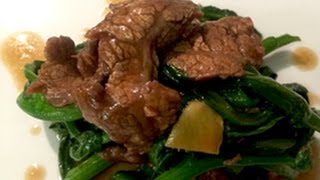 Stir Fry BeefFlank Steak with Mustard GreenChoi Sum 菜心炒牛肉 [upl. by Adikam]