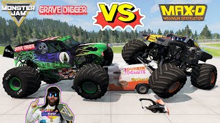 Monster Jam INSANE Racing Freestyle and High Speed Jumps 11  BeamNG Drive [upl. by Jacquette]