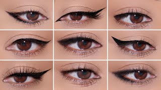 How To 9 Different Eyeliner Styles on HOODED EYES  Easy Beginner Friendly Tutorial [upl. by Vanna273]