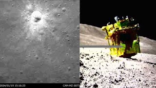 SLIM landing on the Moon  Onboard camera view [upl. by Onil]