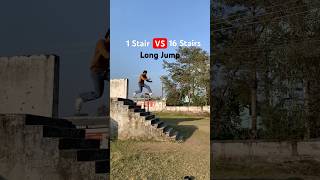 1 Stair VS 16 Stairs😨Long Jump jump parkour stairs [upl. by Ines125]