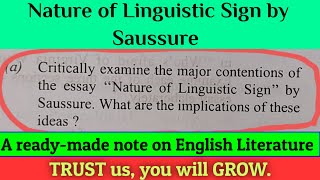 Nature of Linguistic Sign Signifier and Signified Saussure English literature notes [upl. by Harrietta591]