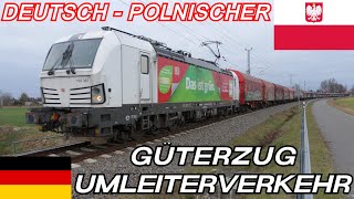 DeutschPolnischer Güterzug Umleitungsverkehr durch Finsterwalde Die Frankfurt Oderbrücke Umleiter [upl. by Sellihca907]