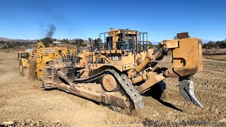 CAT D11T Reverse ripping and push loading 657E s [upl. by Monty]