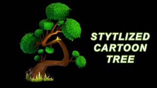 Stylized Cartoon Tree  Hand painted Texture Blender [upl. by Burkle]