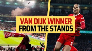 Virgil van Dijk goal wins the League Cup for Liverpool  CRAZY celebrations [upl. by Ahsinroc]