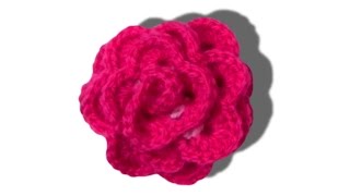 Rose flower crochet tutorial  © Woolpedia [upl. by Bunting]