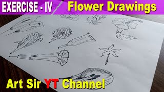 Exercise  iv  Flower Drawings  Drawing for Beginners artsirsitu [upl. by Olihs]