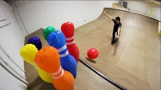 INFLATABLE BOWLING TRICK SHOTS [upl. by Duile]