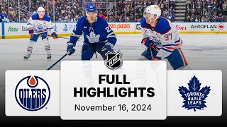 NHL Highlights  Oilers vs Maple Leafs  November 16 2024 [upl. by Oirasec]