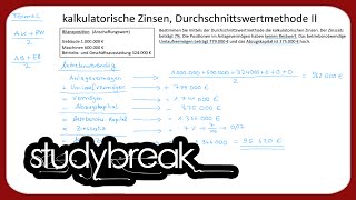 Kalkulatorische Zinsen Durchschnittswertmethode  Kosten und Leistungsrechnung [upl. by Obeded3]