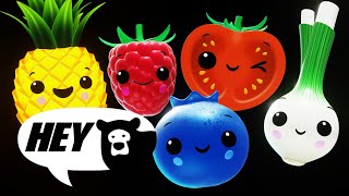 Hey Bear Sensory  Fruit Salad Dance Party  Counting 1 to 10  Fun animation with music [upl. by Nilved522]