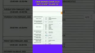 CBSE BOARD EXAM 2025 DATE SHEET CLASS 10 [upl. by Tessil]