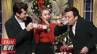 Miley Cyrus Gives Feminist Rendition of Santa Baby on Tonight Show  THR News [upl. by Maurilla]