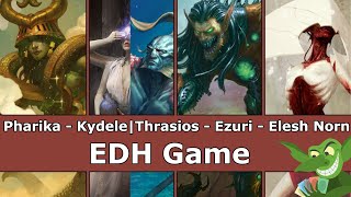 Pharika vs Kydele  Thrasios vs Ezuri vs Elesh Norn EDH  CMDR game play for Magic The Gathering [upl. by Rianon]