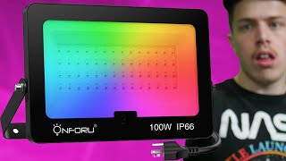 RGB LED Outdoor Flood Light  100W OnForU RGB LED Flood Lights Review [upl. by Gillead]